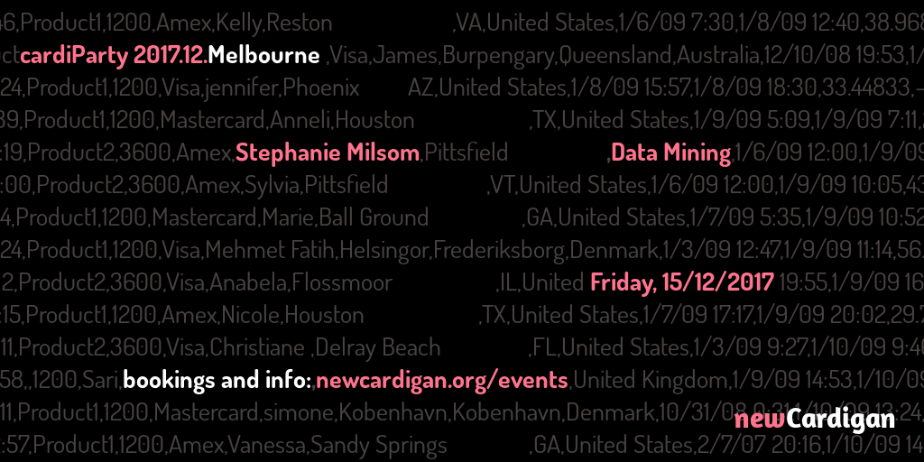 cardiParty 2017.12.Melbourne – Data Mining with Stephanie Milsom